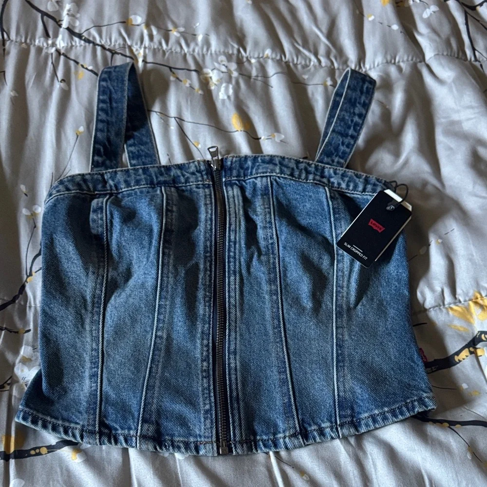 Levi's Blue Denim Crop Top - Picture 1 of 3